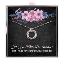ALoveSoul 80th Birthday Gifts for Women - 925 Sterling Silver 8 Interlocking Circles Necklace, Gifts for Her, Ladies Birthday Gifts Ideas