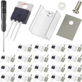 DAOKAI 20pcs IRLZ34N Mosfet Transistor N-Channel 30A 55V IRLZ34NPBF Inline MOSFET Transistor TO-220AB with Aluminum Heatsink Screwdriver Assembly Kits for DIY