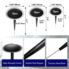 FHTDW Tire Repair Patch Tool Kit Including Tire Patch Plugs in 3 Size, Tungsten Steel Buffing Wheel, Tire Patch Roller with 4mm Twist Drill Bit for Vehicle