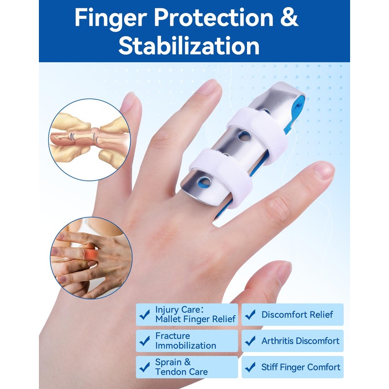 2 Pieces Finger Splints Metal Support Brace - Soft Foam