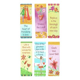 Christian Art Gifts Set of 6 Love Joy and Friendship Inspirational Magnetic Bible Verse Bookmark with Scripture, Size Small 2.25" x .75"