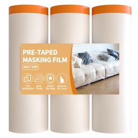 Anyknow Extra Wide Masking Film (94inch x 50ft,3 Rolls) - Large Plastic Sheeting for Wall Painting & Construction - Residue-Free Tape for Full Vehicle Masking