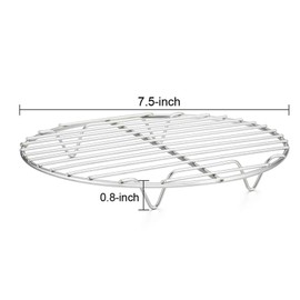 TeamFar Round Cooling Rack Set of 2, 7½ Inch Round Rack Baking Steaming Roasting Rack Set Stainless Steel, Healthy & Dishwasher Safe, Mirror Finish & Rust Free