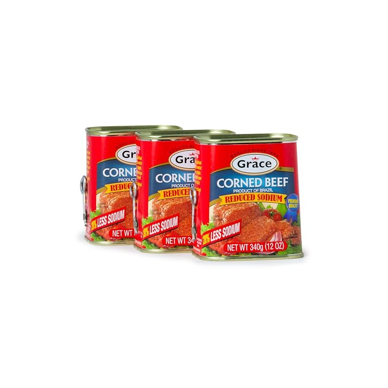 Grace Corned Beef Reduced Sodium 12 oz (3 Pack)