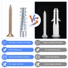 HSEAMALL 210 PCS Metal Expansion Tube Self Tapping Screws Kits