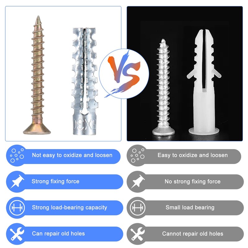 HSEAMALL 210 PCS Metal Expansion Tube Self Tapping Screws Kits