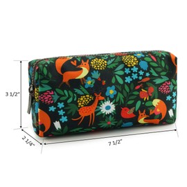 LParkin Woodland Animals Fox Canvas Pencil Case Fabric Zipper Bag Gift for Men Women Gadget Bag Make Up Case Cosmetic Bag School Supplies