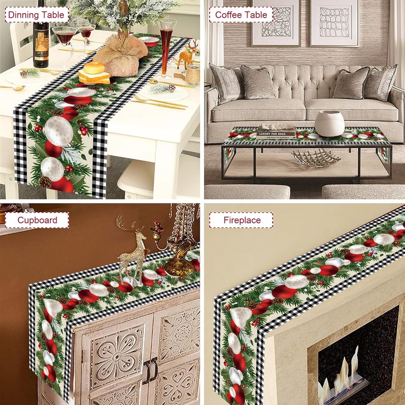 Christmas Table Runners,Xinvery Xmas Table Linens Gold Bell Christmas Dinner
