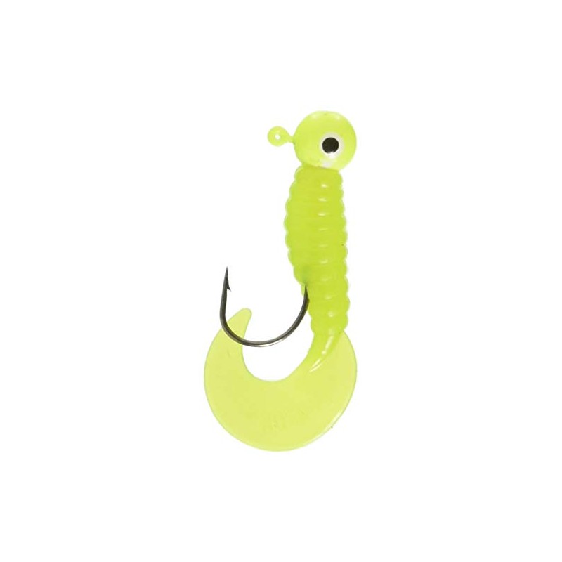 Johnson Swimming Grubs Chartreuse Fishing Bait, Yellow, 3" | 8cm