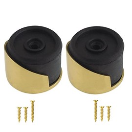 TERF® Polished Brass Door Stopper Floor Mounted Shielded 38mm Doorstop Including Fixing Screw - Pack of 2