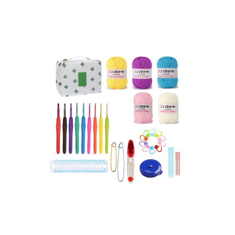 58-Piece Crochet Starter Kit for DIY Yarn Projects – Blue