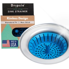 Kitchen Sink Strainer 3.25" - Dripsie Anti-Clog Food Catcher, Flexible Drain Basket, Dishwasher Safe, Standard Fit, Made in USA (3-Pack Red)