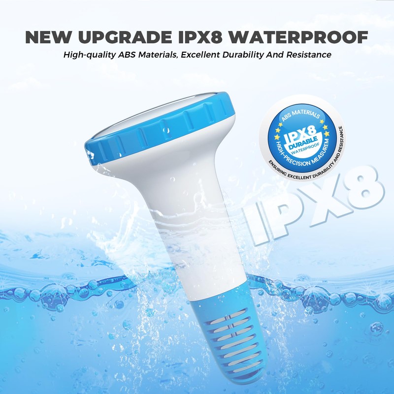 Wireless Pool Thermometer, Floating Easy Read, IPX8 Waterproof Digital Thermometer
