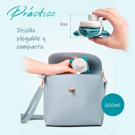 Botella Agua Plegable Silicon 600 ml Viaje Oficina Escuela Fitness Vaso A-123 MinuMinu (ROSA)