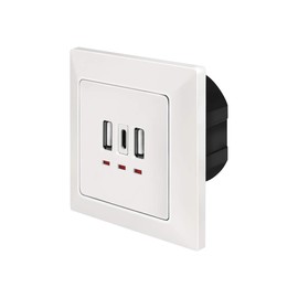 LogiLink PA0254 Flush-Mounted Socket with 2 x USB-A and 1 x USB-C for Charging up to 3 Devices at the Same Time, White