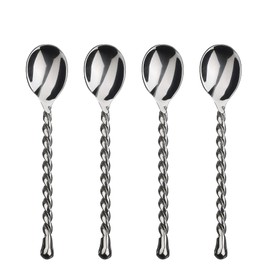 Gourmet Settings - 4-Piece Mini Spoons Set - Silver Tear Collection - Polished Small Stainless Steel Teaspoons - Demitasse Espresso Cutlery - Dishwasher Safe Flatware