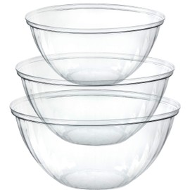 Plasticpro Disposable Combo Set of Salad Bowl Includes 2, 48 Ounce 2, 96 oz 2, 150 Ounce Round Crystal Clear Plastic Serving Bowl