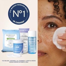 MARCELLE Marcelle Gentle Eye Make-Up Remover Pads, Sensitive Eyes, Waterproof Makeup Removal, Hypoallergenic, Fragrance-Free, Paraben-Free, Alcohol-Free, Cruelty-Free, 85 Pads