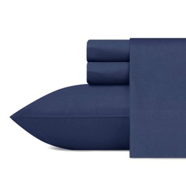 Nautica - Twin Sheets, Cotton Percale Bedding Set, Dorm Room Essentials (Captains Navy, Twin)