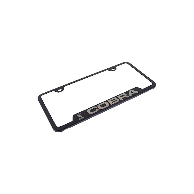 Au-Tomotive Gold, INC. Ford Mustang Cobra Black Steel License Plate