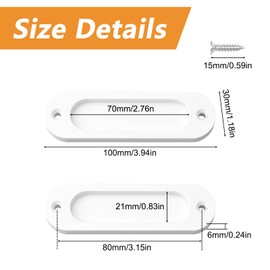 MOROBOR 2 Pcs White Flush Aluminum Alloy Oval Sliding Door Handles Cabinet Door Finger Handles with Fixing Screws for Sliding Door (100mm)
