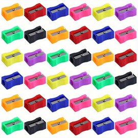 NINFEIQI 30 Pieces Pencil Sharpeners, Single Hole Plastic Handheld Sharpener, Manual Pencil for Most Size Pencils Adult Kids(Random Color)