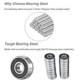 Ball Bearings 20 Pcs 608 2RS Bearing Steel and Double Rubber Sealed Miniature Deep Groove Ball Bearings for Furniture Wheel,Skateboards, Inline Skates, Scooters, Roller Blade Skates (8 x 22 x 7mm)