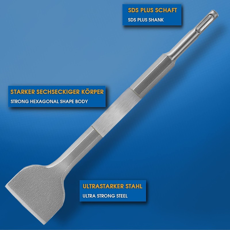 S&R SDS-Plus Chisel Set 3-pcs: Flat Chisel (250 x 20mm)