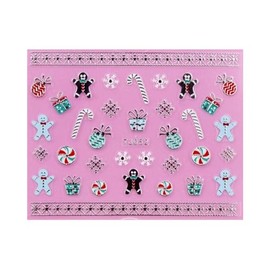 Generic Christmas Man Candycanes Snowflakes 3D Nail Stickers Tj052 Tj052 Silver Nail Wraps Stickers Manicure Supplies for Women Nails Full Long Lasting Easy Apply and Remove