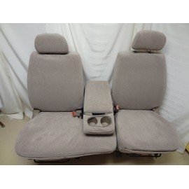 Durafit Seat Covers, Made to fit 2000-2004 Tundra Front 40/60 Split Seats with Fold Down Console. Dark Gray Twill with Gray Velor Inserts.
