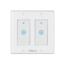 WiFi Smart Light Switch Vilbetor 2 Gang Support Alexa 2 Pole Voice Control WiFi Wall Switch