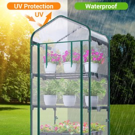 Mini Greenhouse for Outdoors Indoor: Ohuhu Small Plants Green House with 5 Tier Shelves, Portable Plastic Greenhouses with Heavy Duty Transparent PVC Cover for Garden Patio Backyard Porch Balcony