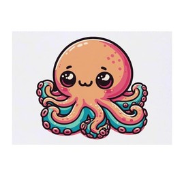 'Kawaii Octopus Baby' Temporary Tattoo - Water Resistant, Skin-Safe, Non-Toxic Transfer (TO00070697)
