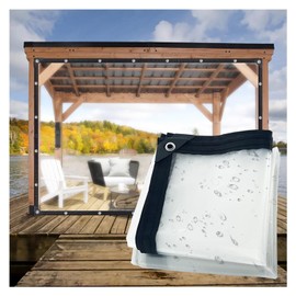 RAUMPA Clear Tarp with Grommets 8x14 ft Heavy Duty Outdoor Waterproof Plastic for Chicken Coop Patio Tarps Vinyl Enclosure Porch Panels