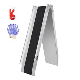 BEJONI 70.8" L Steel Loading Ramp, 600 Lbs Capacity, Motorcycle Ramp for Shed with Anti-Slip Surface, Shed Ramp for Lawn Mower, ATV, Portable Loading Ramp with Handle, 1PC