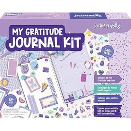 jackinthebox Gratitude Journal Kit for Girls Ages 8-12, 242 pcs, Scrapbooking Journal Set for Teen & Tween Girls,10 Fun Gratitude Exercises, Journal Art & Craft Kit, Ideal Gift for Girls 8 9 10 11 12