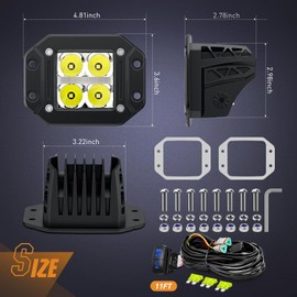 Nilight Flush Mount LED Pod Lights with Amber DRL 2PCS 4.8Inch Spot Beam 20W 2510LM Backup Reverse Offroad Driving Light w/ 16AWG Wiring kit for4x4 Truck SUV Jeep