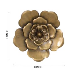8 Inch Large Metal Flower Wall Art Multiple Layer Home Decor for Outdoor Home Garden Porch Patio Set of 3 (Gold)