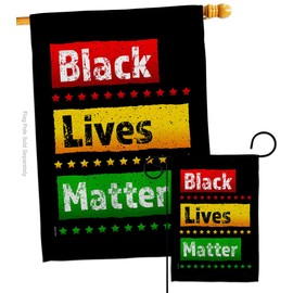 Black Lives Matter Set Support Cause BLM Anti Racism Revolution Movement Equality Social Decoration Banner Small Yard Gift Double-Sided, 1 x House & 1 x Garden Flags, Thick Fabric