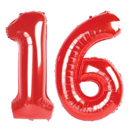 40 Inch Red Number 16 Digital Balloon,Jumbo Mylar Foil Helium Balloon for 16 Balloons for Birthday Party,Wedding Anniversary Party Decorations