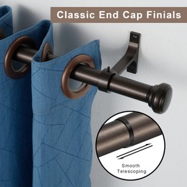 Heavy Curtain Rod,1 inch Long Curtain Rods for Windows 72 to 144 inch,Ceiling Mount Drapery Rods for Windows 72" to 144" with Premium Aluminum Brackets,Outdoor Curtain Rod for Patio,Antique Bronze