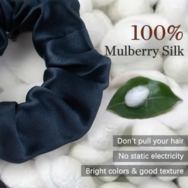 Battilo 100% Pure Mulberry Silk 19 Momme Scrunchies for Women, Silk Hair Ties, Elastics Ponytail Holders for Women Girls Hair Accessories Gift,1 piece,Cream