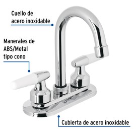 Foset Basic M-060I, Mezcladora para lavabo, manerales cono, cuello bar, Basic