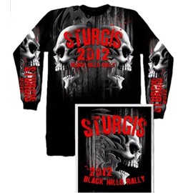 2012 Sturgis Rally Skulls L/S Biker MC Rider Shirt (US, Alpha, XL, Regular, Regular, Black)