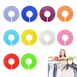 10PCS Wardrobe Dividers Round Clothes Rail Dividers Color Plastic Wardrobe Hanger Separator Reusable Clothes Hanger Dividers Keep It Tidy for Baby Adult Home Cloth Store（10 Colors）