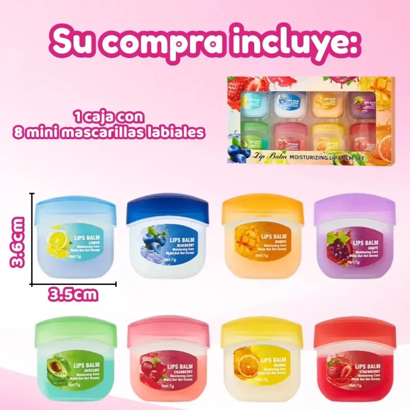8 Balsamo Labial Pomada Frutas Aroma Hidratante Mix Sabores