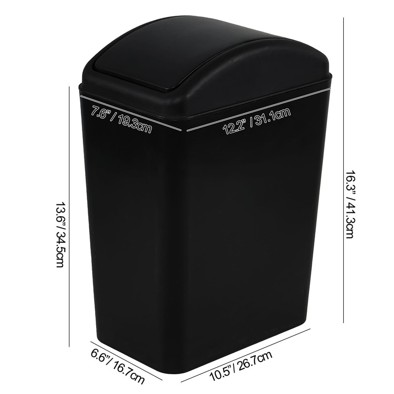 Innouse 16 L/4 Gallon Black Plastic Garbage Bin, Slim Trash