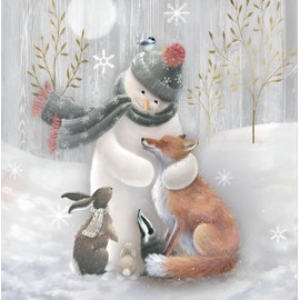 Noel Tatt Charity Christmas Cards Pack of 10 - Charity Christmas Cards with Artistic Snowman and Woodland Animals Design - Eco-Friendly Xmas Cards Multipack with Envelopes