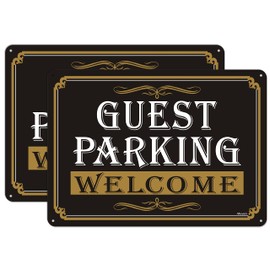 Welcome Guest Parking Signs 14"x 10" Visitor Parking Signs Metal Parking Signs Customer Parking Only Sings Reflective Rust Aluminum UV Protected Waterproof Outdoor Use 2 Pack