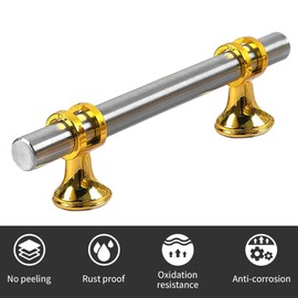 Rovanboao 24 Pack | 6 Inch Two Tone Cabinet Pulls Brushed Nickel and Gold Base Stainless Steel Kitchen Drawer Handles Cupboard Vanity Dresser Hardware 6 InchLength, 3.75” Inch Hole Center